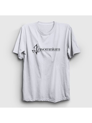 Presmono Unisex Beyaz Logo Insomnium T-Shirt