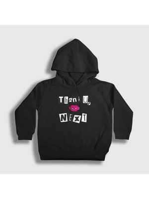 Presmono Unisex Çocuk Siyah Next Ariana Grande Kapüşonlu Sweatshirt