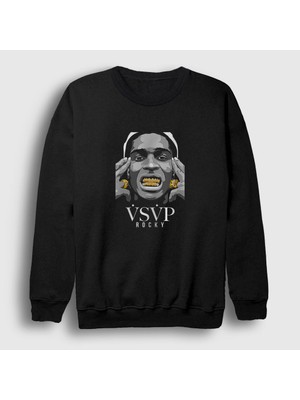 Presmono Unisex Siyah Gold ASAP Rocky Sweatshirt