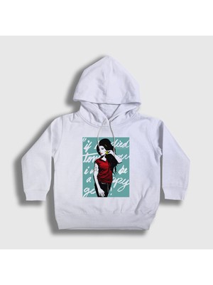 Presmono Unisex Çocuk Beyaz Icon Amy Winehouse Kapüşonlu Sweatshirt