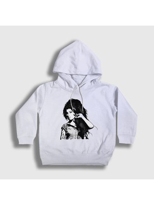 Presmono Unisex Çocuk Beyaz Retro Amy Winehouse Kapüşonlu Sweatshirt
