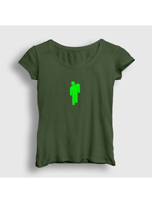 Presmono Kadın Haki Blohsh Billie Eilish T-Shirt