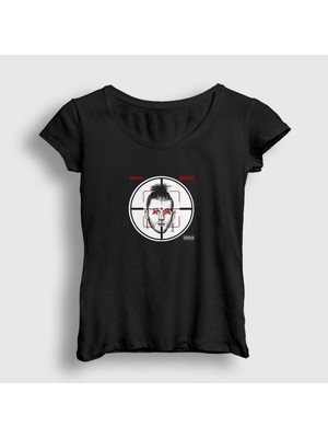 Presmono Kadın Siyah Killshot Eminem T-Shirt