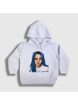 Presmono Unisex Çocuk Beyaz Party's Over Billie Eilish Kapüşonlu Sweatshirt