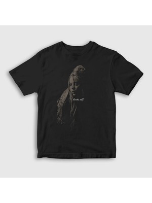 Presmono Unisex Çocuk Siyah Foff Billie Eilish T-Shirt