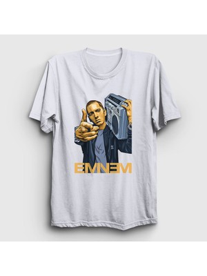 Presmono Unisex Beyaz Radio Eminem T-Shirt