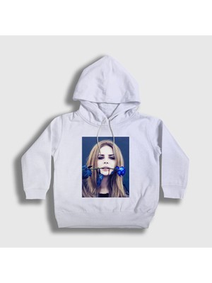 Presmono Unisex Çocuk Beyaz Rose Lana Del Rey Kapüşonlu Sweatshirt