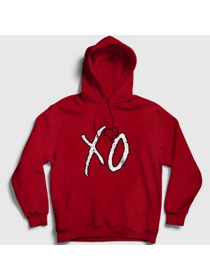 Presmono Unisex Kırmızı Xo The Weeknd Kapüşonlu Sweatshirt