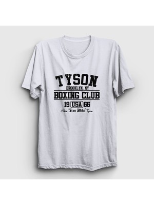 Presmono Unisex Beyaz Boxing Club Mike Tyson T-Shirt