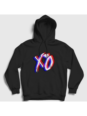 Presmono Unisex Siyah Glitch Xo The Weeknd Kapüşonlu Sweatshirt