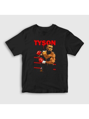 Presmono Unisex Çocuk Siyah Punch Mike Tyson T-Shirt
