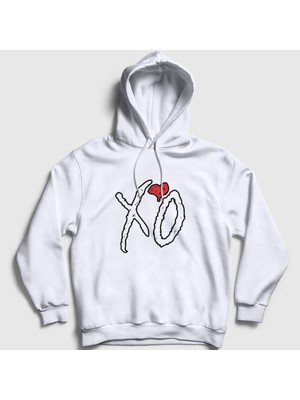 Presmono Unisex Beyaz Xo The Weeknd Kapüşonlu Sweatshirt