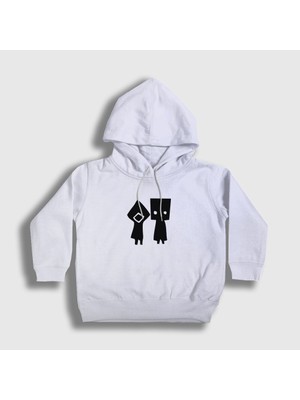 Presmono Unisex Çocuk Beyaz Six And Mono Little Nightmares Kapüşonlu Sweatshirt