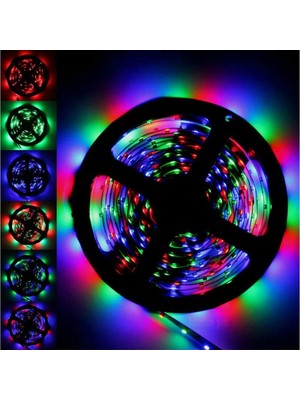 Filonline Rgb 5 Metre Kumandalı Set + Adaptör 3528 Rgb LED Silikonlu 16 Renk Rgb Kumandalı Set