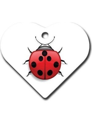 Pet Tag Art Uğur Böceği Geniş Kalp Kedi Köpek Künyesi