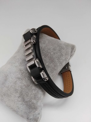 Modamugo Çelik Erkek Deri Bileklik