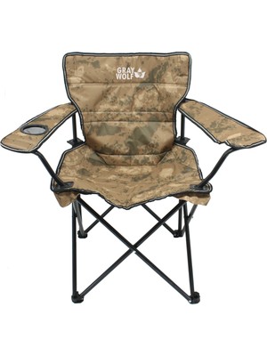 Gray Wolf Katlanır Lüks Kamp Sandalyesi - Balıkçı Sandalyesi (Çöl Kamuflaj)