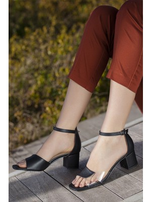 Daxtors D092 Kadın Günlük Yanı Şefaf  Klasik Topuklu Ayakkabı