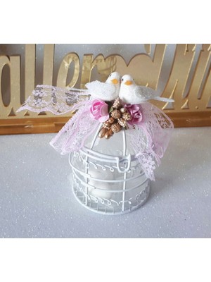 Hayaller Dükkanı 30 Adet Dantel ve Güvercinli Kafes Nikah Şekeri