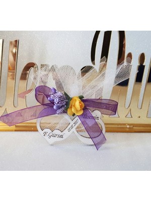 Hayaller Dükkanı 30 Adet Mor Süslemeli Ahşap Sonsuzluk Işareti Nikah Şekeri