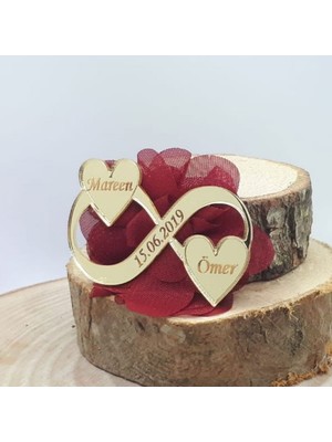 Hayaller Dükkanı 30 Adet Iki Kalpli Pleksi Sonsuzluk Nikah Şekeri Lazer Çiçekli