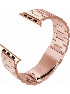 Smcase Apple Watch Uyumlu 40 mm Kılıf Metal Sıralı Kordon Bronz