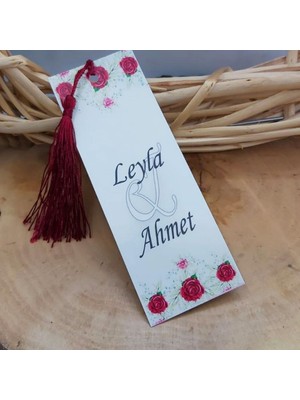 Hayaller Dükkanı 30 Adet Kişiye Özel Baskılı Kitap Ayracı Püsküllü Kına Si, Kına Hatırası