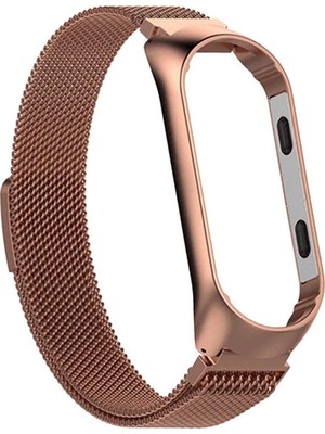 Smcase Xiaomi Mi Band 3 Kılıf Hasır Metal Kordon Bronz