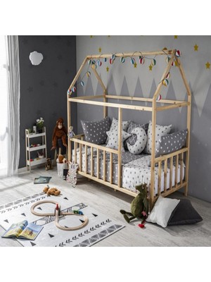 Köşk Mobilya 90 x 190 cm Çatılı Montessori Bebek Çocuk Karyolası