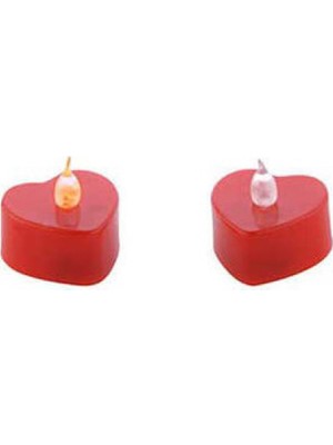 Hayaller Dükkanı Mum Led Işıklı Pilli Kalp Modeli Kırmızı