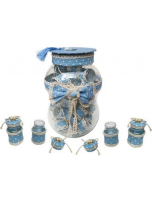 Hayaller Dükkanı Kavanoz Süslenmiş Kumbaralı Mavi Pk:30