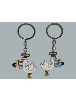 Hayaller Dükkanı 20 Adet Anahtarlık Leylekli Pembe Pk:1