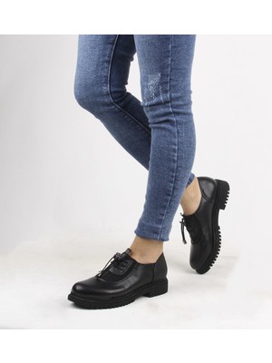 Saillaker's Siyah Deri Kadın Günlük Ayakkabı
