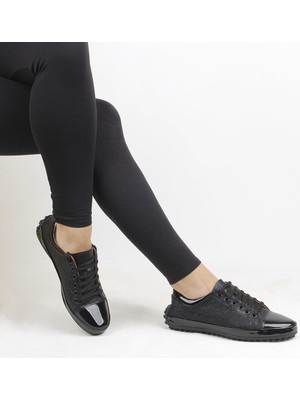 Saillaker's Siyah Deri Kadın Günlük Ayakkabı
