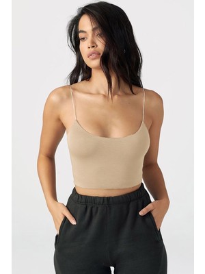 Madmext Mad Girls Bej Ip Askılı Büstiyer MG965