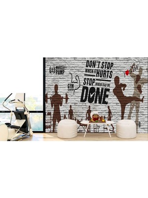 Özel Duvarlar 3 Boyutlu Taş Duvar Spor Salonu Temalı Duvar Kağıdı