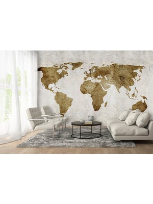 Özel Duvarlar Dünya Haritası Tasarım Duvar Kağıdı
