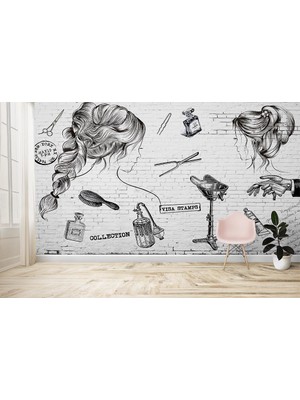 Özel Duvarlar Kuaför Berber Salonları Için Duvar Kağıdı