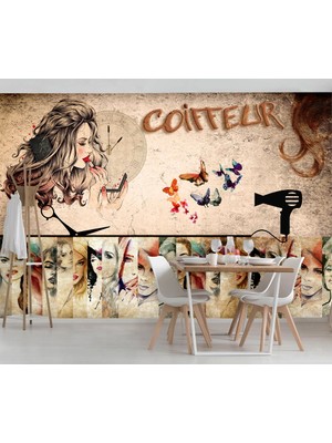 Özel Duvarlar Kuaför Berber Salonları Için Duvar Kağıdı