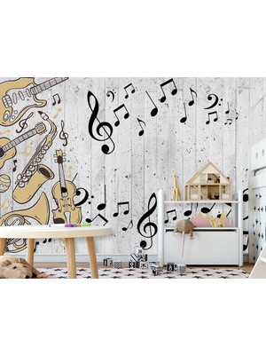 Özel Duvarlar Müzik Notaları ve Enstrümanlar Duvar Kağıdı