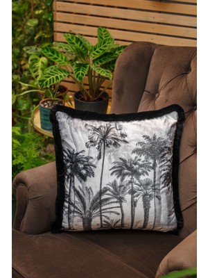 Adawall Siyah Tropikal Dekoratif Kırlent