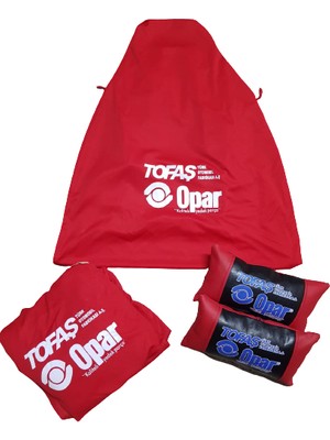 Sekutuning Tofaş Opar Kırmızı Penye Servis Kılıfı ve Kırmızı Deri Yastık