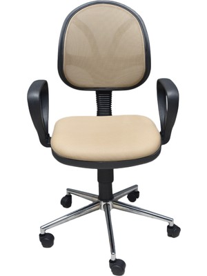 Obc Ofis Büro Concept Ohera Ofis Koltuğu Bilgisayar Çalışma Koltuğu Fileli Krom Ayak Sütlü Kahverengi