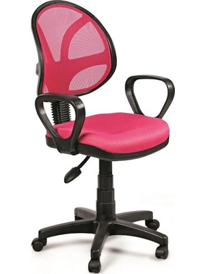 Obc Ofis Büro Concept Ohera Ofis Koltuğu Bilgisayar Çalışma Koltuğu Fileli Pembe Krom Ayak