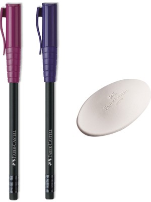 2 Adet Faber-Castell Kurşun Kalem (Gizli Kalemtraş) + Elips  Silgi