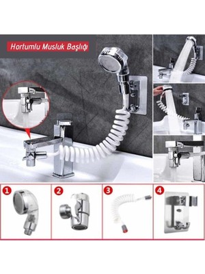 Artemis Tedarik 2 In 1 Spiral Hortumlu Ayarlanabilir Hareketli Banyo Mutfak Lavabo Musluk Duş Başlığı