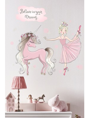 Kt Decoration Balerin ve Unicorn Çocuk Odası Sticker
