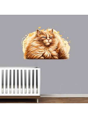 Kt Decoration  Uyuyan Kedi Sanatsal Duvar Sticker