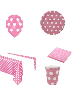 Hayaller Dükkanı Eko  Puantiyeli Masa Seti 8 Kişilik Doğum Günü Süsleri