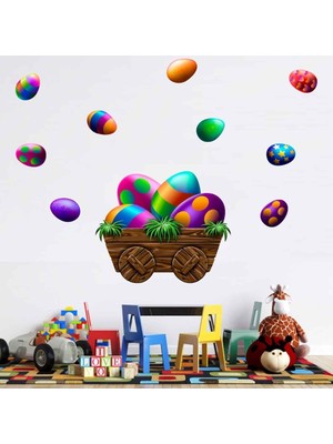 Kt Decoration Happy Easter Renkli Yumurtalar Duvar Sticker Seti